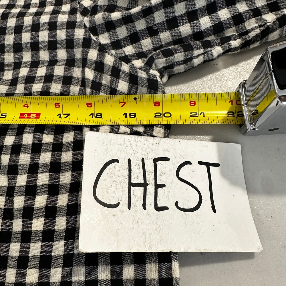 J Jill Black White Gingham Cotton Tunic Shirt Pockets Medium Cottagecore Farm - Picture 7 of 9